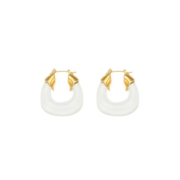 NEW HJANE JEWELS elanor hoops earrings in white - Picture 1 of 1